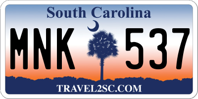 SC license plate MNK537