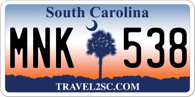 SC license plate MNK538