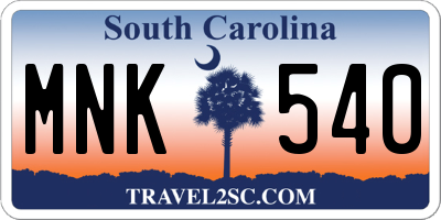SC license plate MNK540