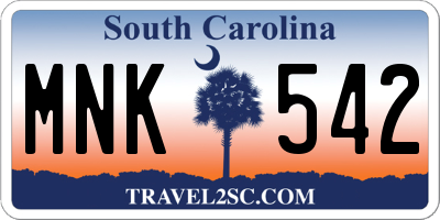 SC license plate MNK542