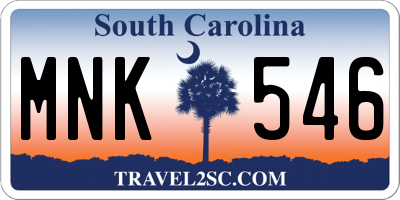 SC license plate MNK546