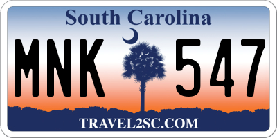 SC license plate MNK547