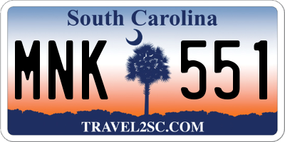 SC license plate MNK551
