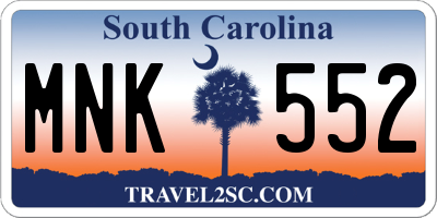 SC license plate MNK552