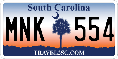 SC license plate MNK554