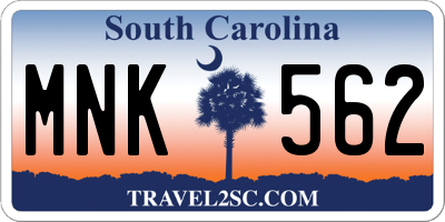 SC license plate MNK562