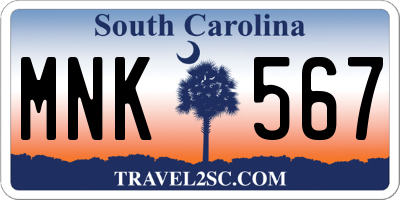 SC license plate MNK567