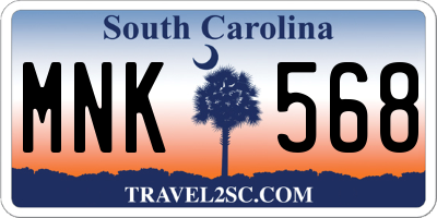 SC license plate MNK568