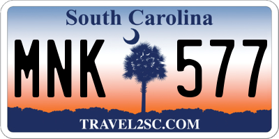SC license plate MNK577