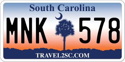 SC license plate MNK578