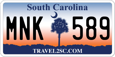 SC license plate MNK589
