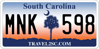 SC license plate MNK598