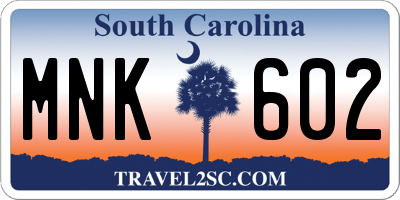 SC license plate MNK602