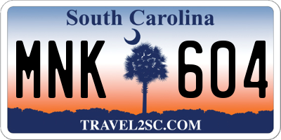 SC license plate MNK604