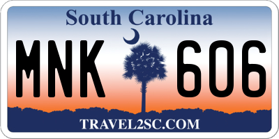 SC license plate MNK606