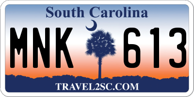 SC license plate MNK613