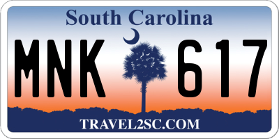 SC license plate MNK617