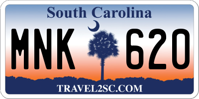 SC license plate MNK620