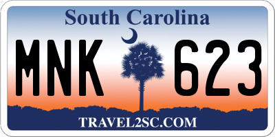 SC license plate MNK623