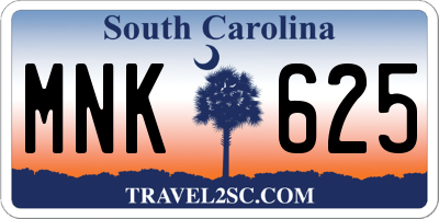 SC license plate MNK625