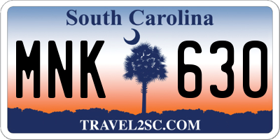 SC license plate MNK630