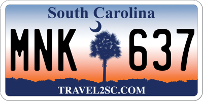 SC license plate MNK637