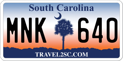 SC license plate MNK640
