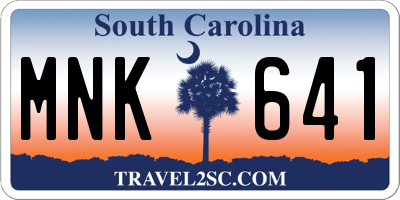 SC license plate MNK641