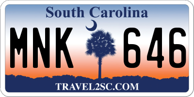 SC license plate MNK646