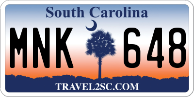 SC license plate MNK648