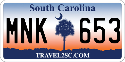 SC license plate MNK653