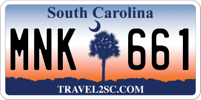 SC license plate MNK661