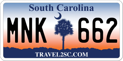 SC license plate MNK662