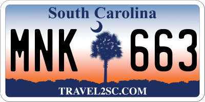 SC license plate MNK663