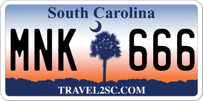 SC license plate MNK666