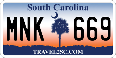 SC license plate MNK669