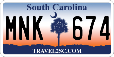 SC license plate MNK674