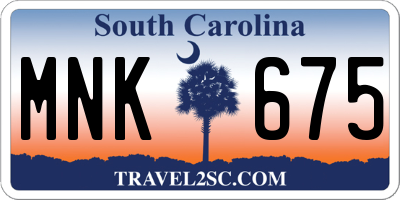 SC license plate MNK675