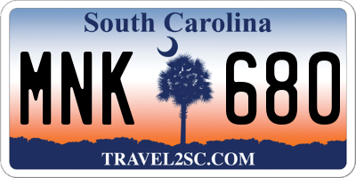 SC license plate MNK680