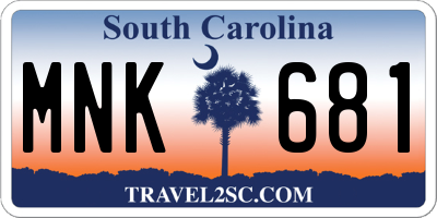 SC license plate MNK681