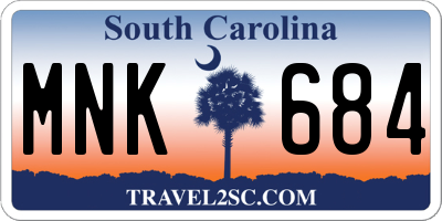 SC license plate MNK684