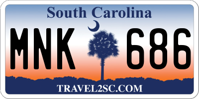 SC license plate MNK686
