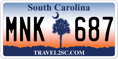 SC license plate MNK687