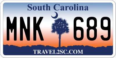 SC license plate MNK689