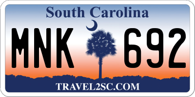 SC license plate MNK692
