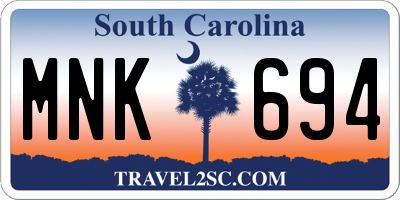 SC license plate MNK694