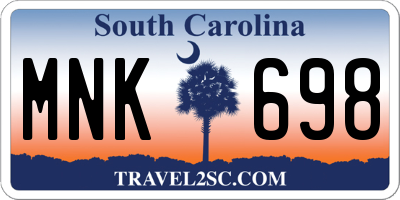 SC license plate MNK698