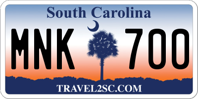 SC license plate MNK700
