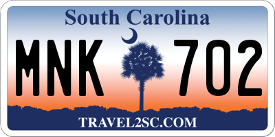 SC license plate MNK702