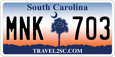 SC license plate MNK703